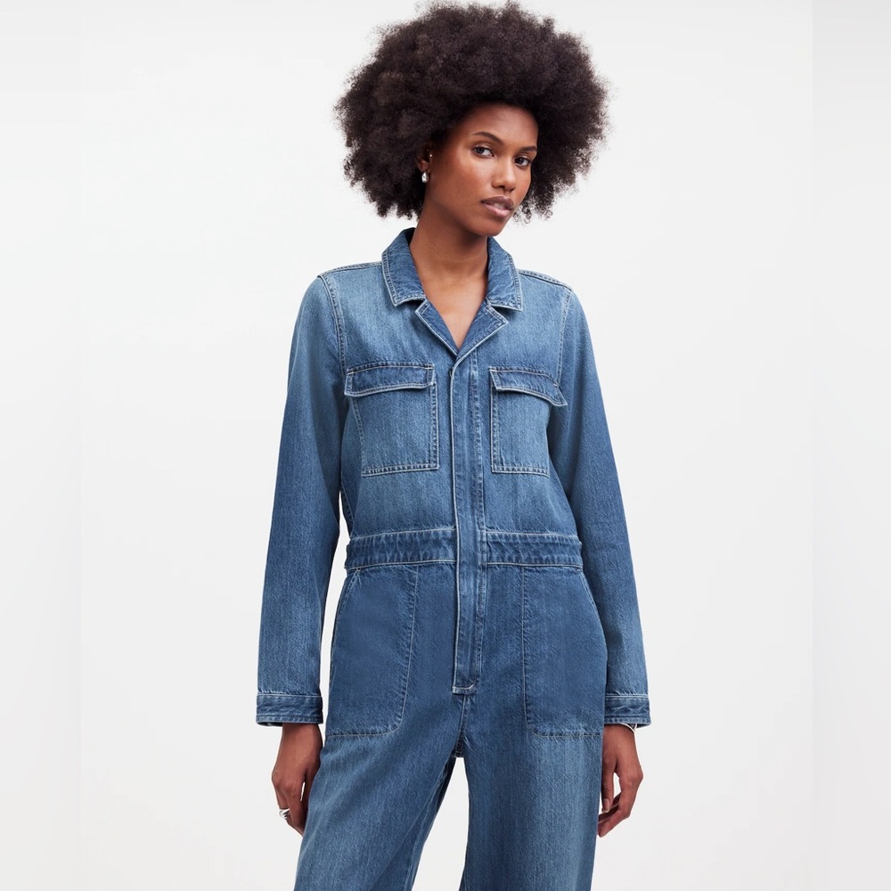 Madewell Utility Coveralls Women's Blue Denim Jeans Jumpsuit